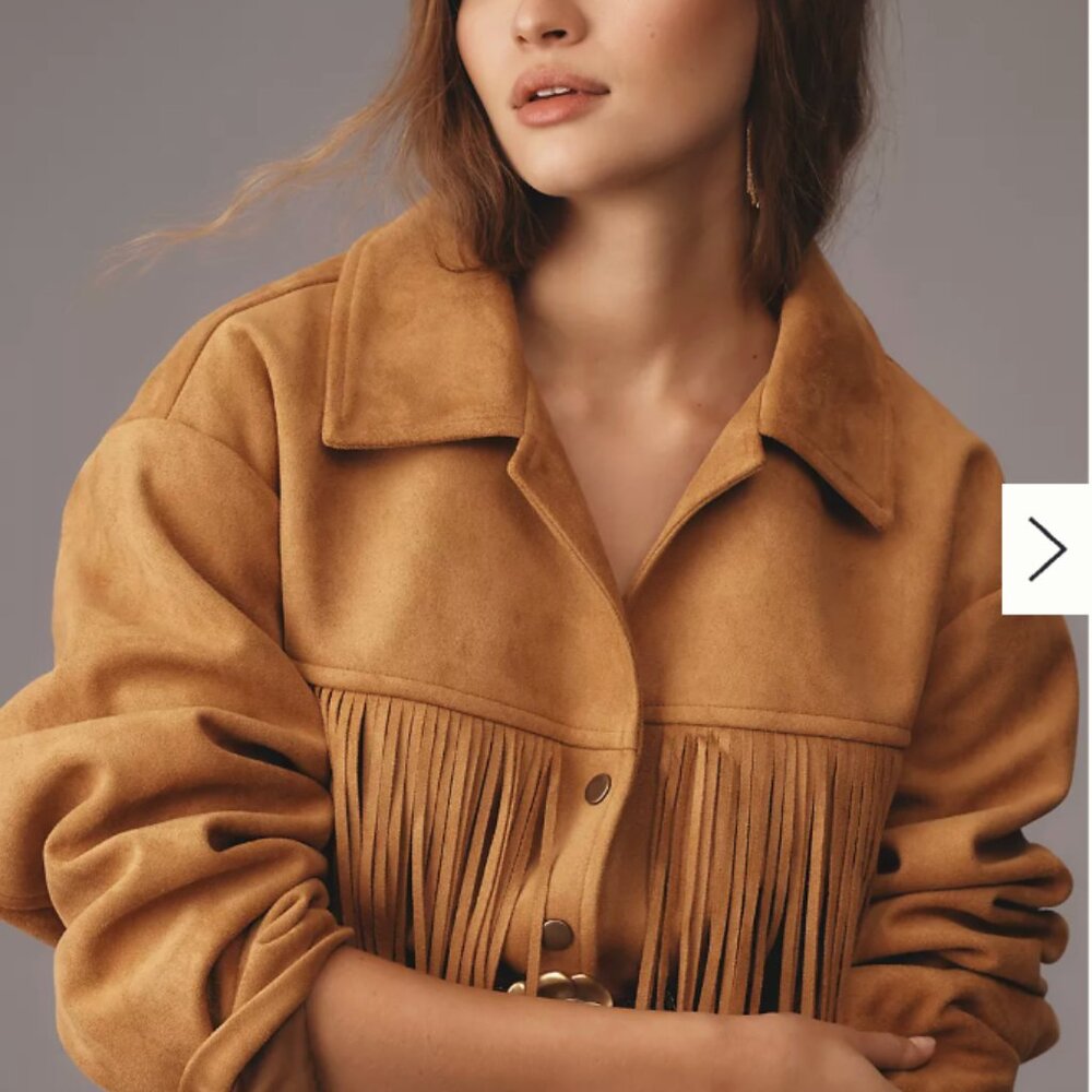 NEW Anthropologie Pilcro Western Fringe Jacket Honey XS - Picture 6 of 11